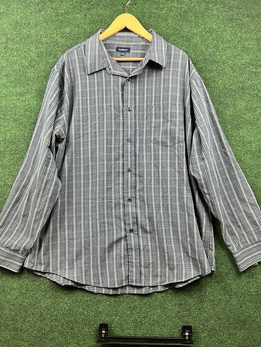 Croft & Barrow Men’s XXL Blue/White Striped Button-Up